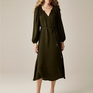 J. Crew Dark Green Long Sleeve Dress